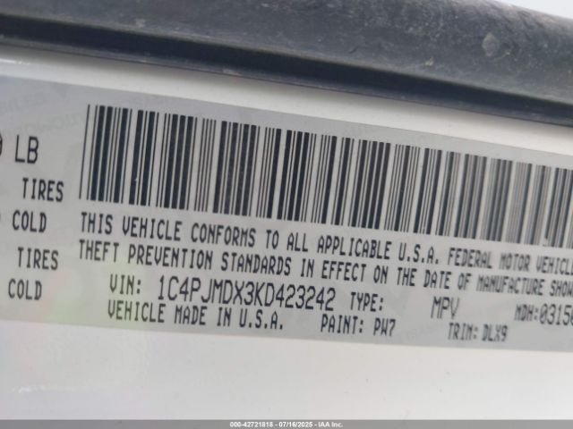 2019 JEEP CHEROKEE 1C4PJMDX3KD423242 Photo 8