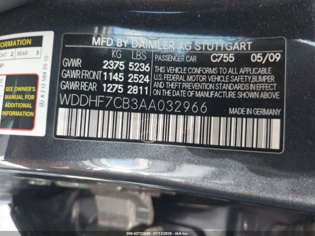 2010 MERCEDES-BENZ E 550 WDDHF7CB3AA032966 Photo 8