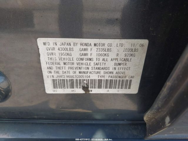 2007 ACURA TSX JH4CL96867C005104 Photo 8