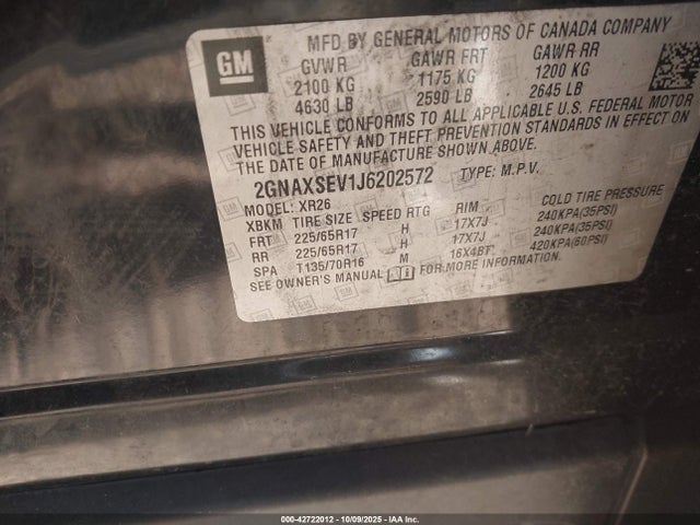 Chevrolet lyx - direct injection, vvt, fgt, turbo, alum, gen1 2018 2GNAXSEV1J6202572 Image 9