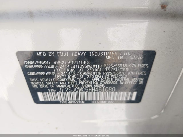 JF2SJGWC5HH461080 Subaru u4