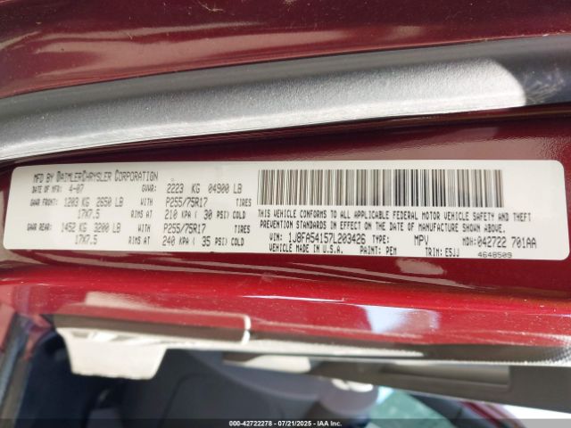 2007 JEEP WRANGLER 1J8FA54157L203426 Photo 8