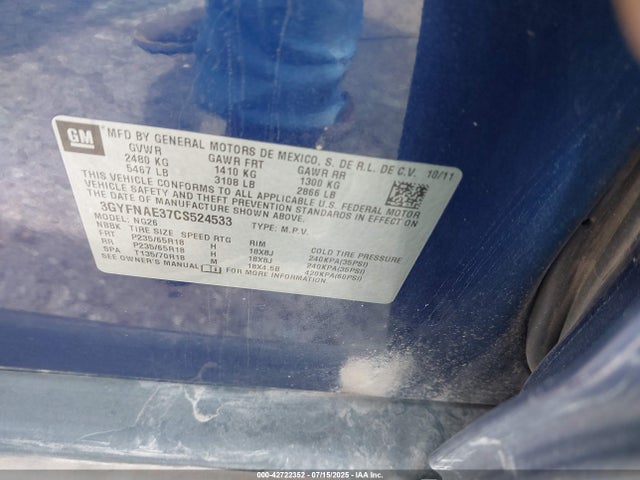 2012 CADILLAC SRX 3GYFNAE37CS524533 Photo 8