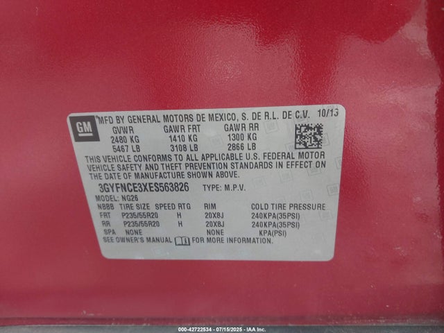 2014 CADILLAC SRX 3GYFNCE3XES563826 Photo 8