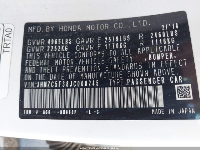 Honda leb3(h4) 2018 JHMZC5F38JC008245 Image 9