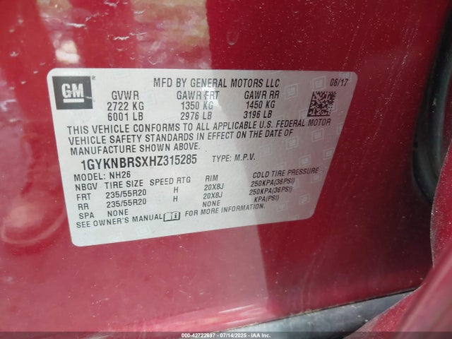 2017 CADILLAC XT5 1GYKNBRSXHZ315285 Photo 8