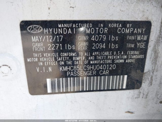 2017 HYUNDAI IONIQ HYBRID KMHC85LC9HU040120 Photo 8
