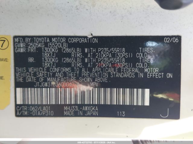 2006 LEXUS RX 400H JTJGW31U360004078 Photo 8