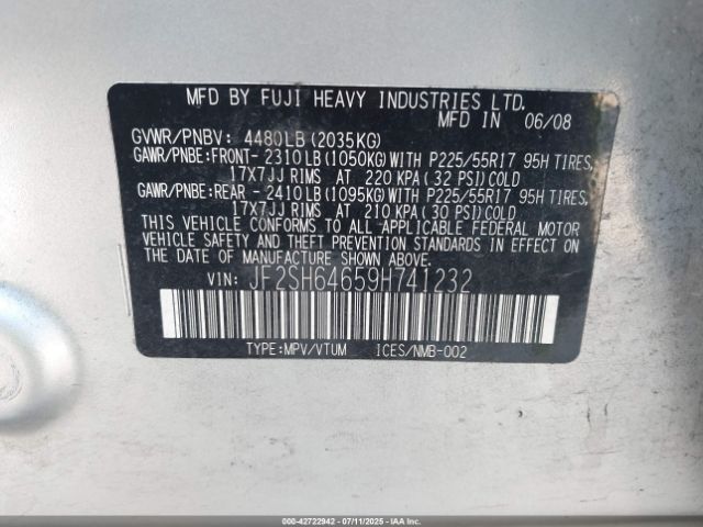 2009 SUBARU FORESTER JF2SH64659H741232 Photo 8