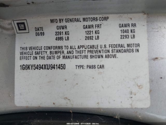 1999 CADILLAC SEVILLE 1G6KY5494XU941450 Photo 8