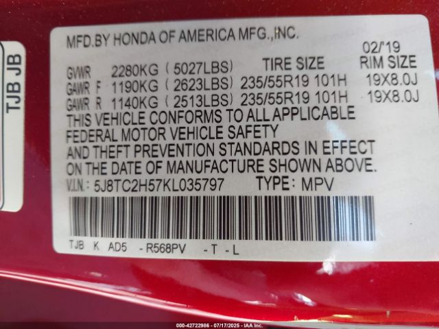 2019 ACURA RDX 5J8TC2H57KL035797 Photo 8