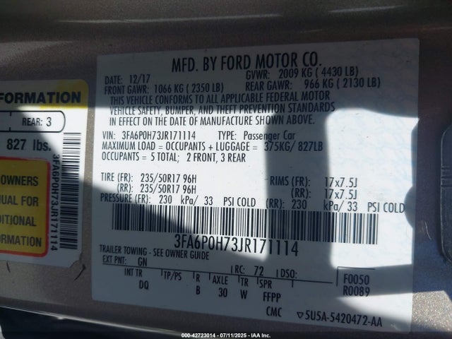 Ford 2018 2018 3FA6P0H73JR171114 Image 9
