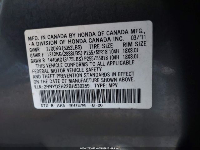 2011 ACURA MDX 2HNYD2H22BH530259 Photo 8
