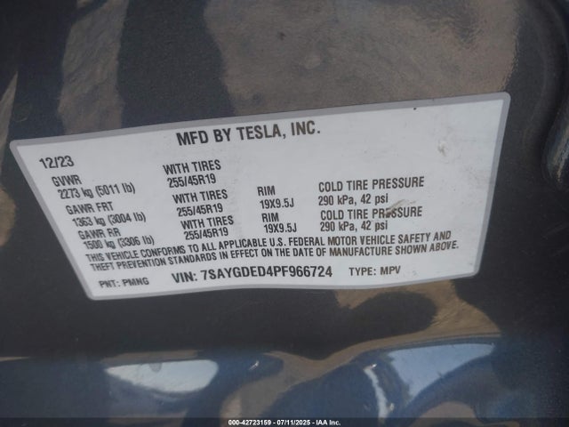 2023 TESLA MODEL Y 7SAYGDED4PF966724 Photo 8