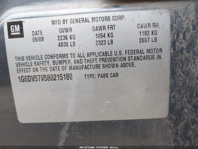 2008 CADILLAC CTS 1G6DV57V580215180 Photo 8