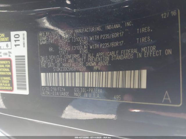 2017 TOYOTA SIENNA 5TDKZ3DC5HS811239 Photo 8