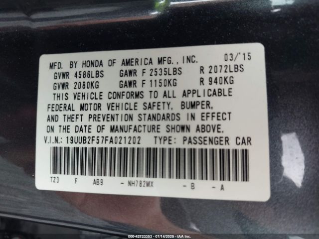 2015 ACURA TLX 19UUB2F57FA021202 Photo 8