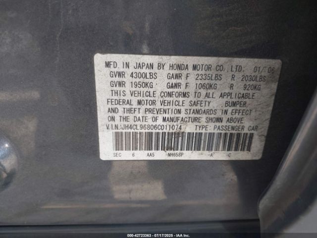 2006 ACURA TSX JH4CL96806C011074 Photo 8