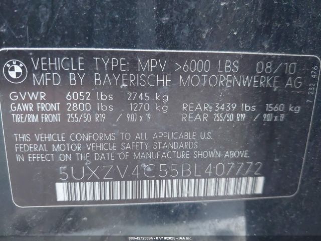 2011 BMW X5 5UXZV4C55BL407772 Photo 8