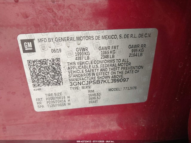 Chevrolet luv - mfi, variable valve timing, e85 max, alum 2019 3GNCJPSB7KL399097 Image 9