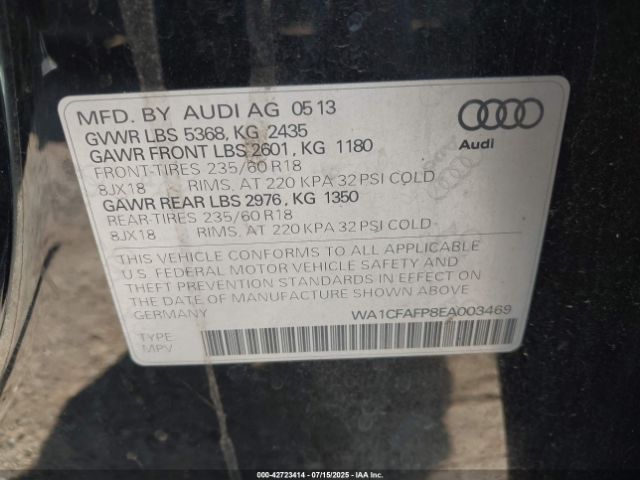 2014 AUDI Q5 WA1CFAFP8EA003469 Photo 8