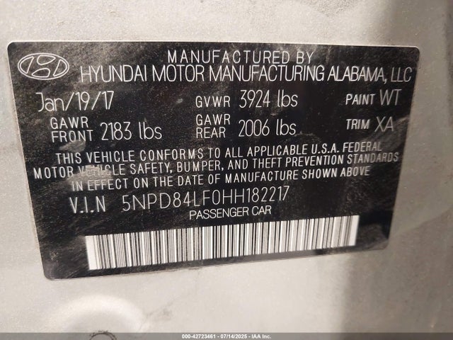 Hyundai Elantra 2017 5NPD84LF0HH182217 Image 9
