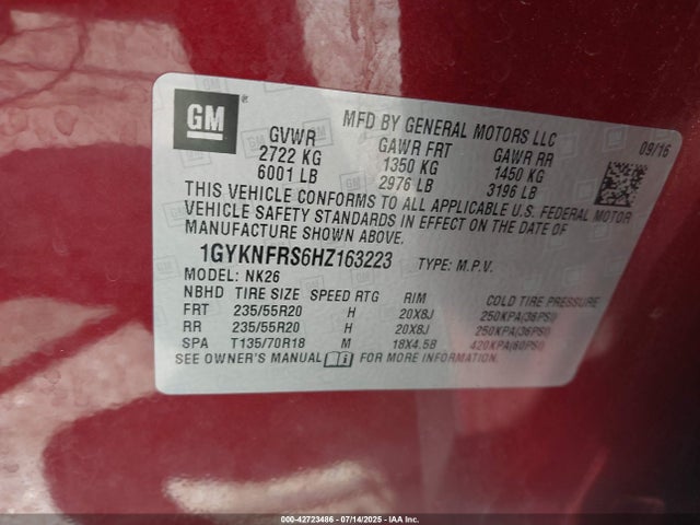 2017 CADILLAC XT5 1GYKNFRS6HZ163223 Photo 8