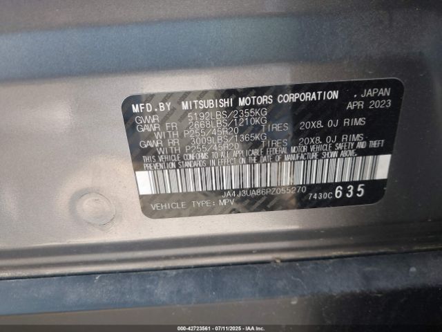 2023 MITSUBISHI OUTLANDER JA4J3UA86PZ055270 Photo 8