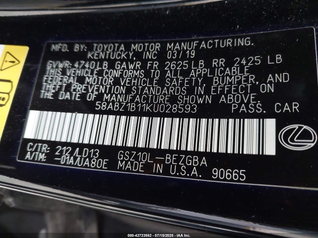 58ABZ1B11KU028593 Lexus 2gr-fks