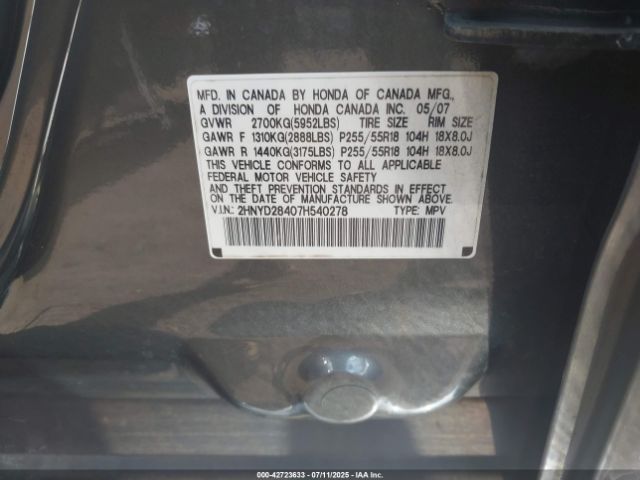 2007 ACURA MDX 2HNYD28407H540278 Photo 8