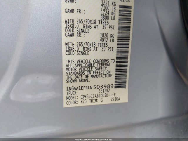 Nissan Titan 2020 1N6AA1EF4LN503989 Image 9