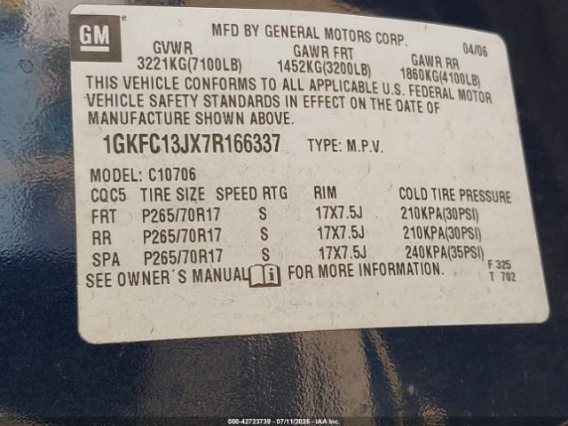 2007 GMC YUKON 1GKFC13JX7R166337 Photo 8