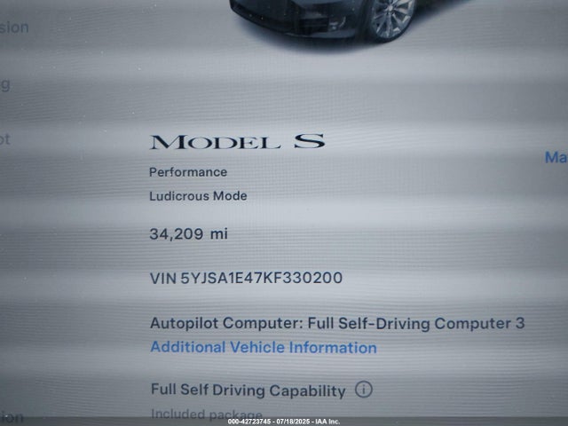 2019 TESLA MODEL S 5YJSA1E47KF330200 Photo 6