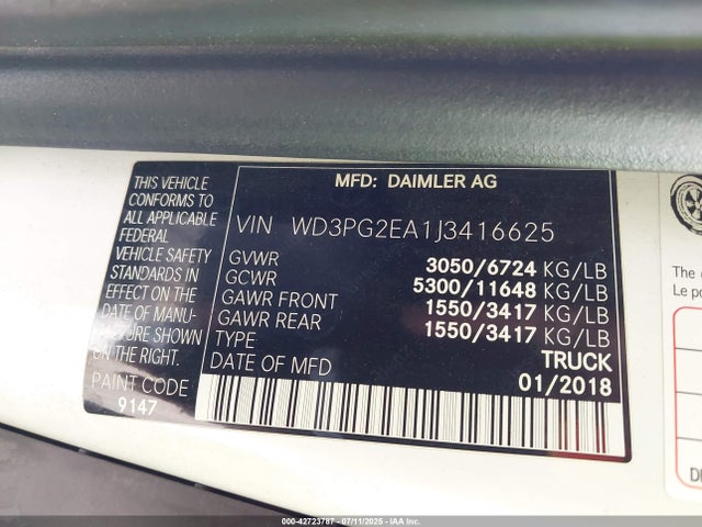 WD3PG2EA1J3416625 Mercedes-Benz m274