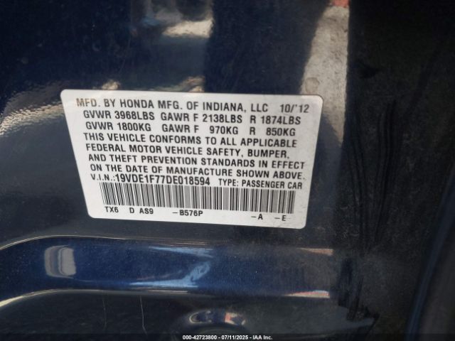2013 ACURA ILX 19VDE1F77DE018594 Photo 8