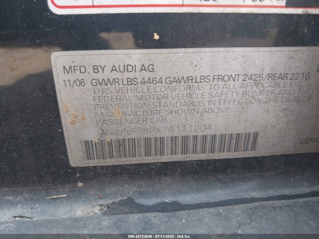 2007 AUDI A3 WAUNF78PX7A111204 Photo 8