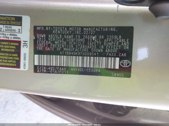 2007 TOYOTA CAMRY HYBRID 4T1BB46K97U009541 Photo 8