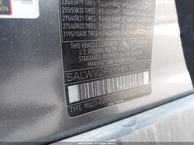 Land Rover s/c lev3 sulev30 2017 SALWV2FVXHA162971 Image 9