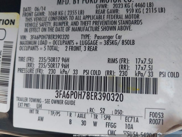 Ford 2014 2014 3FA6P0H78ER390320 Image 9