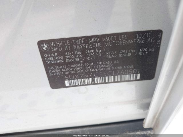 2012 BMW X5 5UXZV4C55CL760501 Photo 8