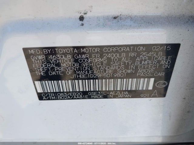 JTHBE1D29F5019801 Lexus 2gr-fse
