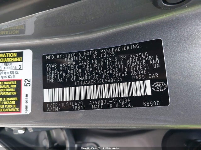 Toyota a25a-fxs 2025 4T1DAACK0SU598731 Image 9