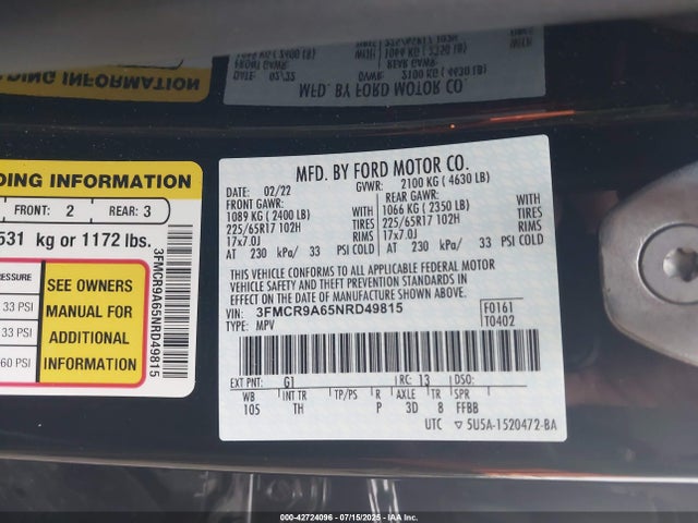 Ford dragon 2022 3FMCR9A65NRD49815 Image 9