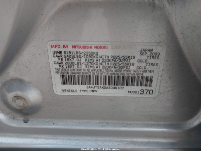 2010 MITSUBISHI OUTLANDER JA4JT5AX0AZ000107 Photo 8