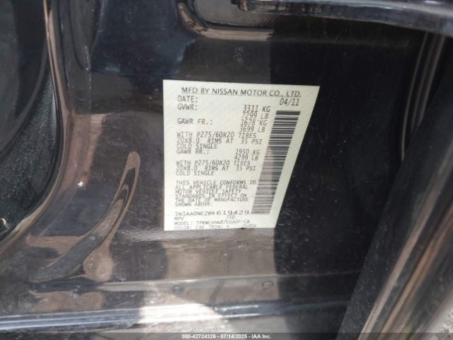 2011 NISSAN ARMADA 5N1AA0NC2BN619429 Photo 8