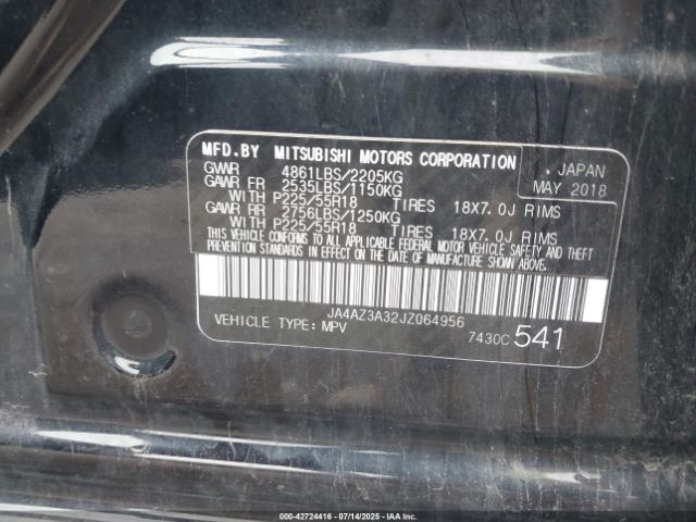 2018 MITSUBISHI OUTLANDER JA4AZ3A32JZ064956 Photo 8