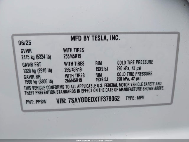 2026 TESLA MODEL Y 7SAYGDEDXTF378062 Photo 8