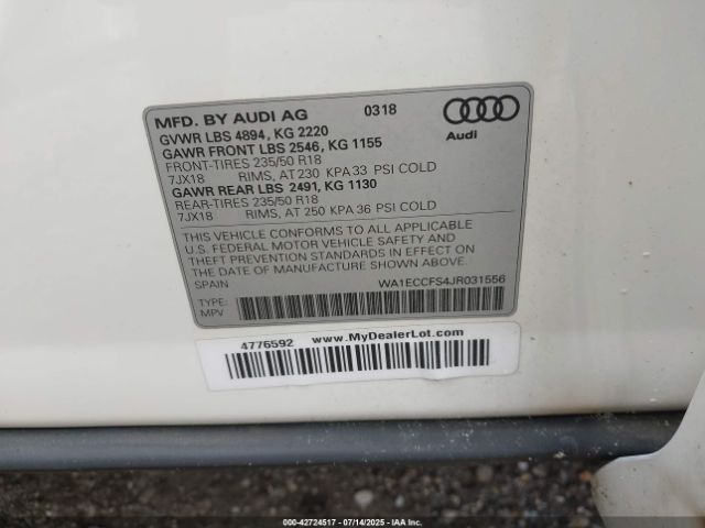 2018 AUDI Q3 WA1ECCFS4JR031556 Photo 8