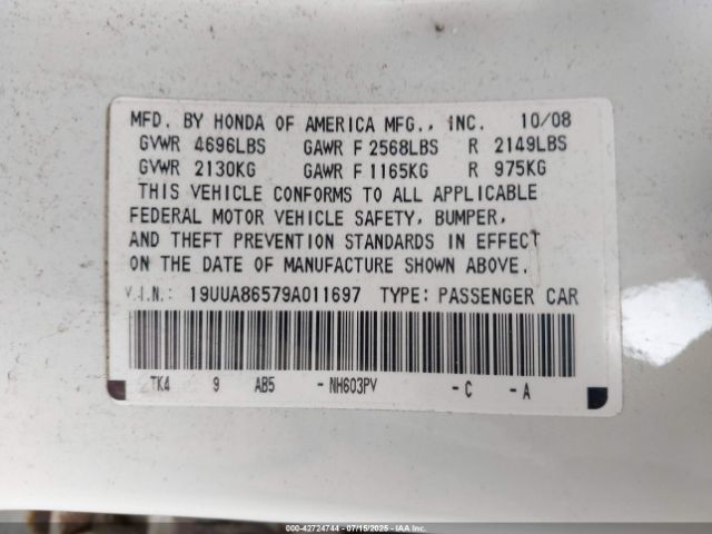 2009 ACURA TL 19UUA86579A011697 Photo 8