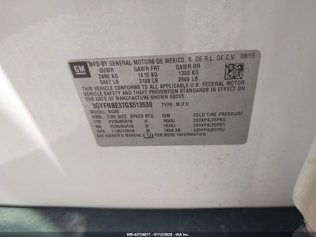 2016 CADILLAC SRX 3GYFNBE37GS513530 Photo 8